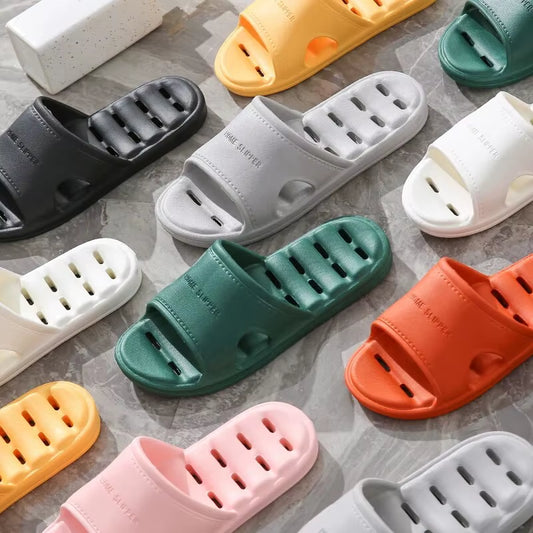 Unisex EVA Non Slip Soft Bottom Leaking Shower Man Woman Home Slippers Punching Bathroom Quick Drying Slipper