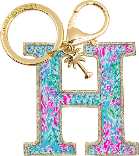 Lilly Pulitzer Leatherette Initial Keychain, Letter Bag Charm for Women